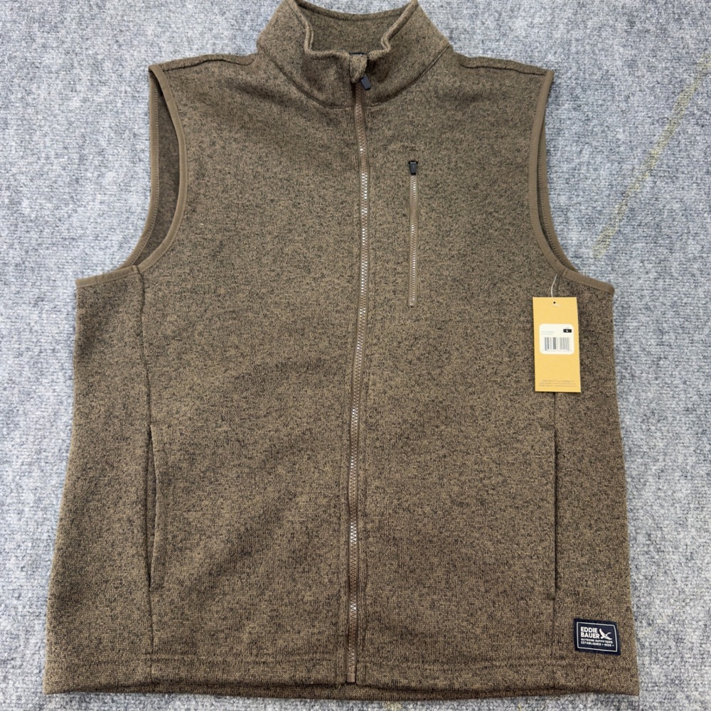 NWT Eddie Bauer Sycamore Sweater Knit Fleece Vest Brown Size Large